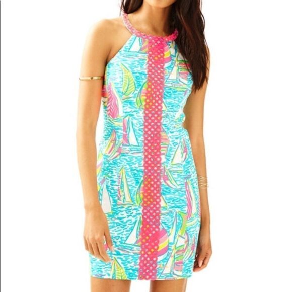 Lilly Pulitzer Dresses & Skirts - Lilly Pulitzer You Gotta Regatta Sasha Shift Dress Halter Neck Dress Size 0